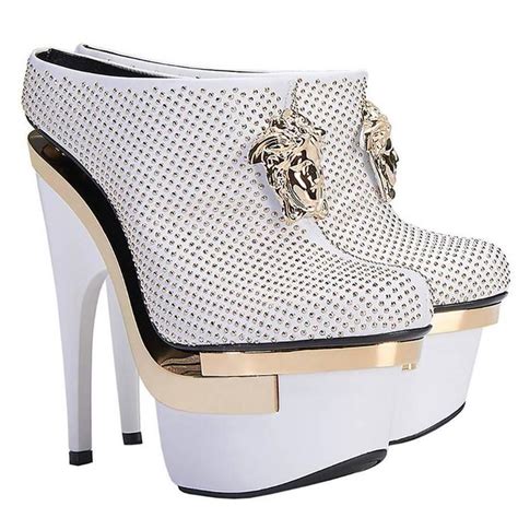 versace white platform shoes|Versace platform boots.